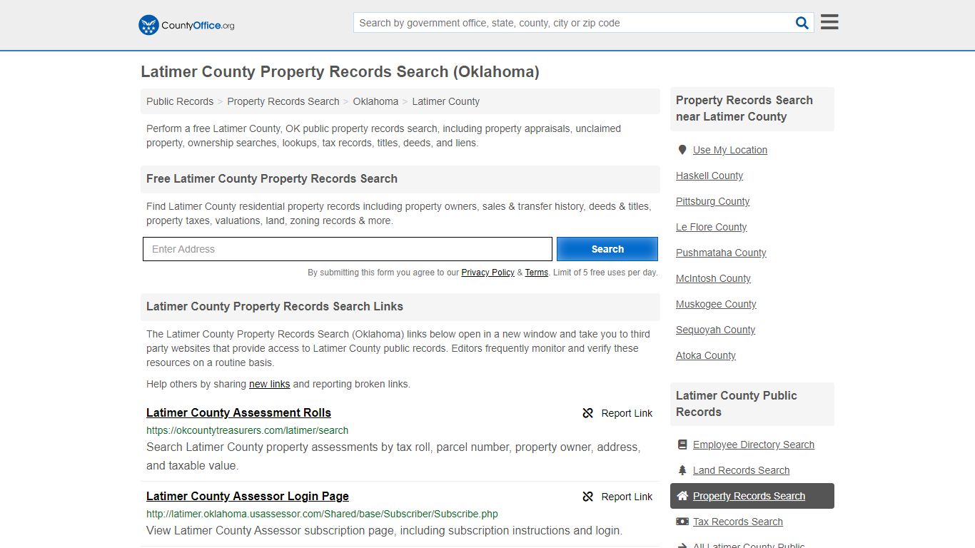 Property Records Search - Latimer County, OK (Assessments ...